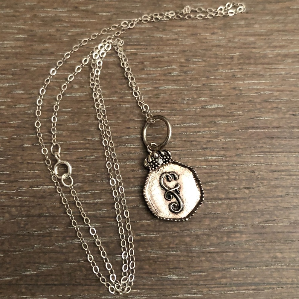 Waxing Poetic ‘F’ initial charm necklace